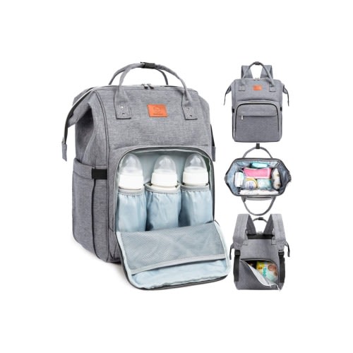 KeaBabies Original Diaper Bag, Classic Gray