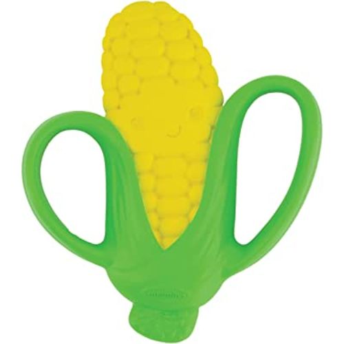 Infantino Lil' Nibbles Textured Silicone Teether - Sensory Exploration and Teething Relief with Easy to Hold Handles, Corn