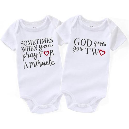 Pray for one gives two twins baby items must haves Girls boy infant Clothes Twin Baby Essentials newborn Bodysuits