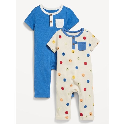 Short-Sleeve Henley Pocket One-Piece 2-Pack for Baby