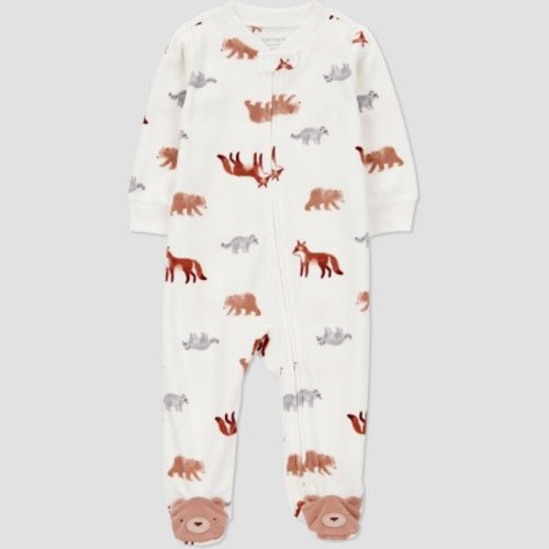 Carter's Just One You® Baby Fleece Wilderness Animals Sleep N' Play - Cream 3M