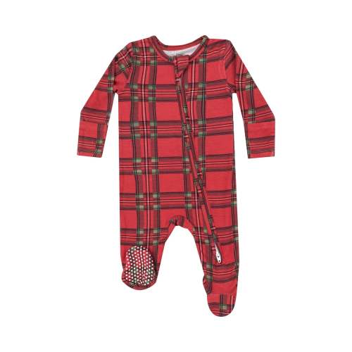 Vintage Holiday Plaid 2 Way Zipper Footie | JuJu's Kids Boutique