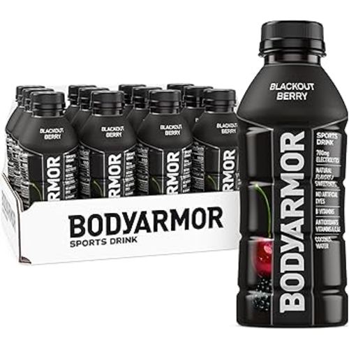 BODYARMOR Sports Drink, Blackout Berry, Electrolyte Drink Hydration, 16 Fl Oz Bottles (12 Pack), Flavored Coconut Water with B Vitamins & Antioxidants