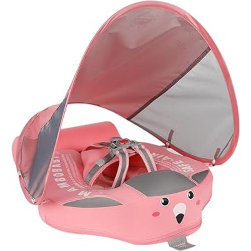 Baby Pool Float ,Newest Mambobaby Float with Canopy und Tail Non-Inflatable Solid Avoid Flip Skin-Friendly Swim Floats for Toddler Infant 3-24 Months