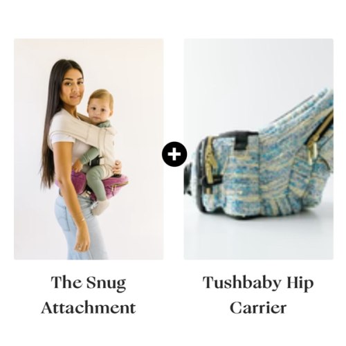 The Full Carrier Set- Cream Snug Attachment and Tweed Hip Carrier 🩵🤍🩵