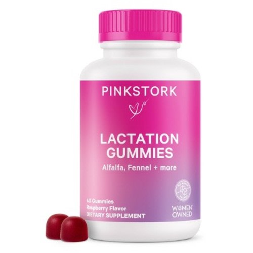 Pink Stork Lactation Dietary Supplement Gummies Raspberry - 40ct