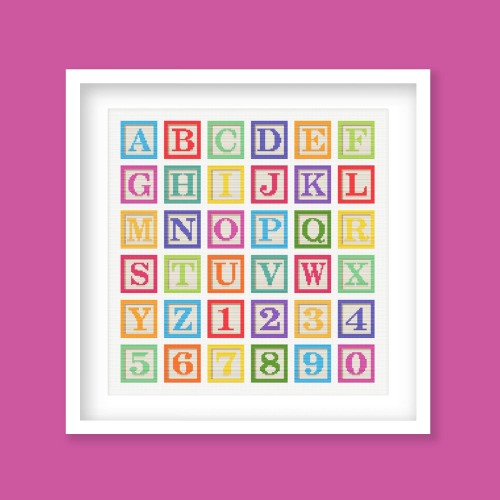 Alphabet Block Letters Cross Stitch Pattern, Alphabet Letter Set, Children's Nursery or Classroom Cross Stitch Pattern, Instant Download