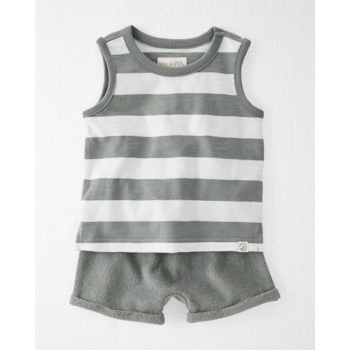 Baby Striped Organic Cotton Sun Set - 3M - Stone Sage