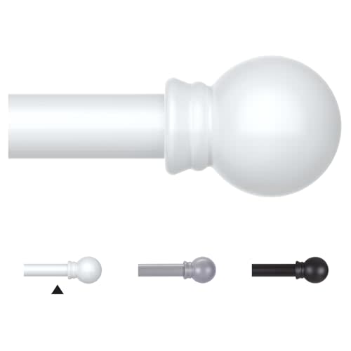 Thestoa Curtain Rods for Windows 30-62 Inch, 5/8" White Curtain Rod for Bedroom, Living Room,Kitchen,Farmhouse, Outdoor
