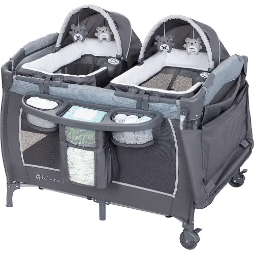 Baby Trend Lil' Snooze Deluxe III for Twins, Cozy Grey