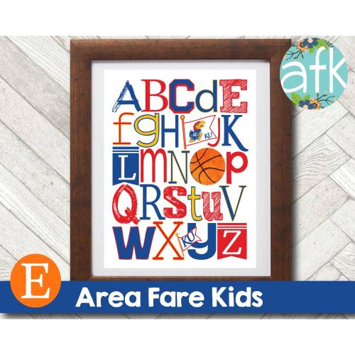 UNIVERSITY of KANSAS JAYHAWKS Basketball Team AbC Nursery Art Print
