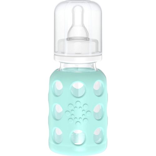Lifefactory Glass Baby Bottle with Protective Silicone Sleeve and Stage 1 Nipple Mint 4 Oz 1 Count (Pack of 1) (LF110013C4)