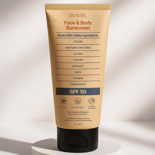 Sky and Sol Sunscreen SPF 50 | All-Natural, Edible-Grade Skincare