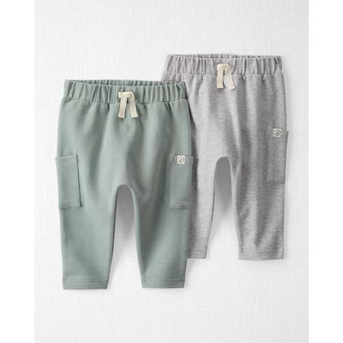 Baby 2-Pack Organic Cotton Pants in Sage Pond & Heather Grey - Little Planet | 6 or 9M