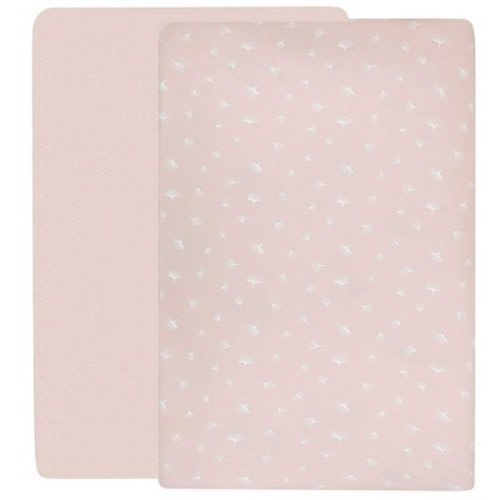 Ely's & Co. Baby Fitted Pack n Play - Mini Crib Sheet 100% Combed Jersey Cotton Pink for Baby Girl 2 Pack, Color: Pink gingko