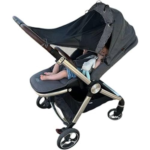 Sun Shade for Strollers and Infant Car Seat (Medium). Universal Adjustable SPF 30+ Sunshade with See Through. Your Baby Will See The World and Will Be Protected. Stroller Shade by IntiMom