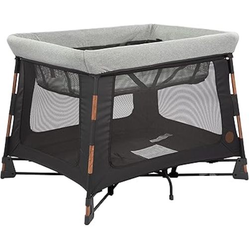 Maxi-Cosi Swift Lightweight Portable Playard, 1-Step Fold PlaypenWith Travel Bag, 2-Stage Mattress for Newborn to Toddlers, Essential Graphite