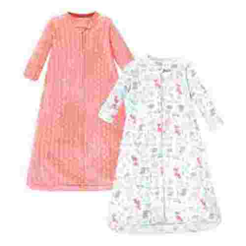 Hudson Baby Infant Girl Cotton Long-Sleeve Wearable Sleeping Bag, Sack, Blanket, Woodland Fox, 0-3 Months