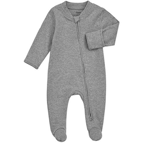 Aablexema Organic Cotton Baby Footie Pajamas with Mittens Newborn Soft Zip Sleeper