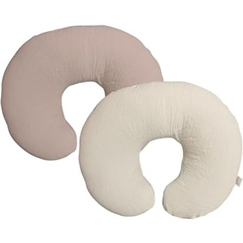 Nursing Pillow Cover,Muslin Cotton,Removable Cover for Breastfeeding Pillows, 2-Pack Pillow Covers, Ultra-Soft Baby Nursing Pillow, Fits Newborn Feeding Pillow 22.5IN*18IN (Sand)