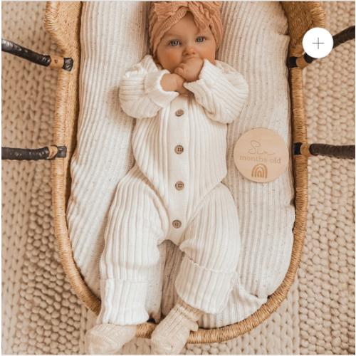 Little B's Chunky Rib Baby Jumpsuit - Milk