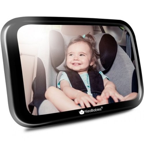 Baby Car Mirror, Large Shatterproof Baby Mirror for Car Seat Rear Facing, Baby Carseat Mirror for Infant, Color: Sleek black, Size: large