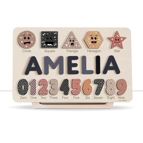 Boy and Girl Personalized Birthday Gift, Custom Handmade Name Puzzle with Animals, Gift for Kids, Christmas Gifts, Unique New Baby Gift