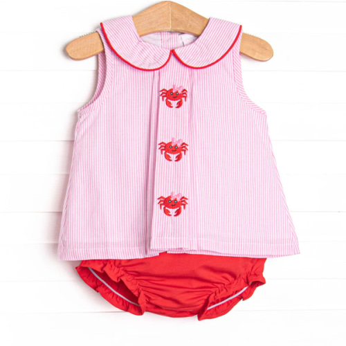 Crustacean Critter Embroidered Diaper Set, Pink – Stitchy Fish