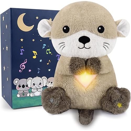 BRICHOEE Breathing Stuffed Animal Soothing Otter with Sound and Light