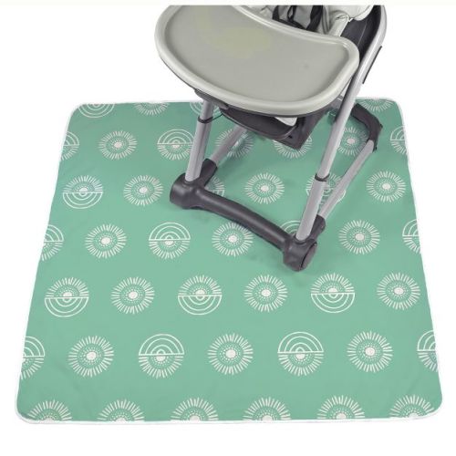 Baby Splat Mat for Under High Chair - Washable Waterproof Baby Floor Mat 51"x51" - Dashes