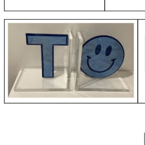 Acrylic Bookends- basketball and one letter