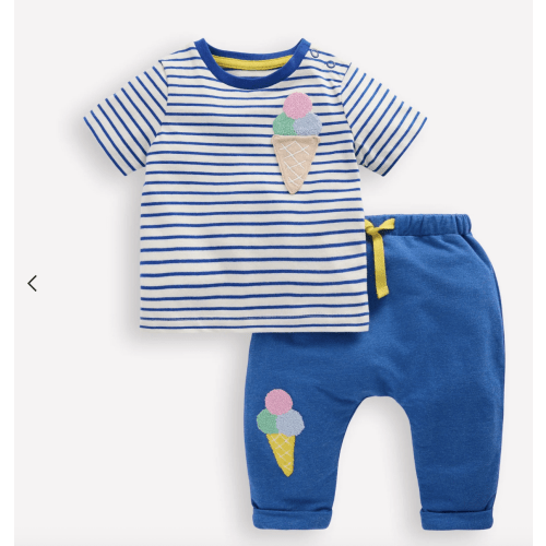 Bouclé Jersey Play Set-Soft Ivory and Bright Blue | Boden USA