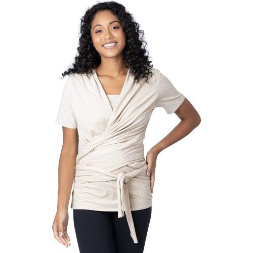 Kindred Bravely Short Sleeve Skin to Skin Nursing Wrap Top, Kangaroo Shirt for Mom and Baby, Organic Cotton (Heather, X-Large)