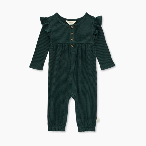 Burt's Bees Baby Ruffle Jumpsuit Thermal Coverall - Classic Stripe, 0-3 Months