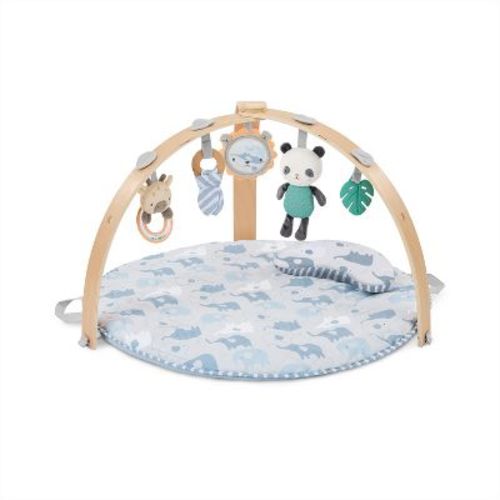 Ingenuity Cozy Spot Reversible Duvet Activity Gym with Wooden Toy Bar - Elephant March