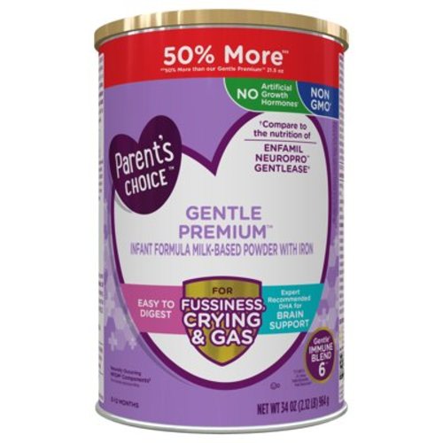 Parent's Choice Gentle Premium Baby Formula for Fussiness, Gas, Crying, 34 oz