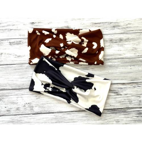 the Large Spot Cow Print knotted or double twist headbands