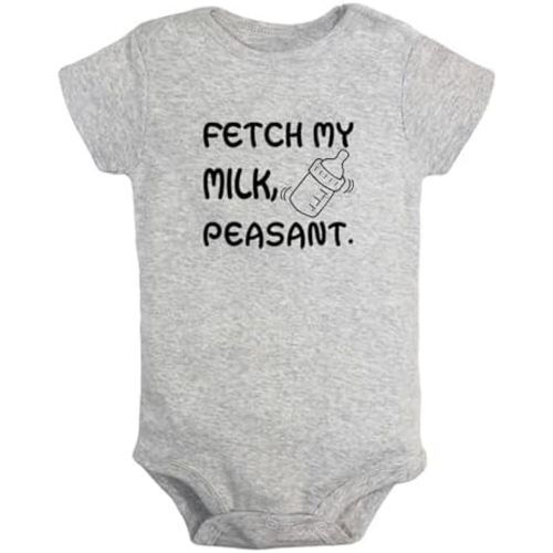 iDzn Baby Fetch My Milk Peasant Funny Romper Newborn Bodysuits Infant Jumpsuits Toddler Graphic One-Piece Outfits Clothes