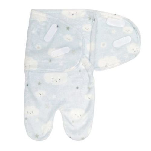 Everyday Kids Newborn Swaddle Blanket – Plush Faux Fur Swaddle Sack with Soft Fleece Lining – 0–3 Month- Clouds