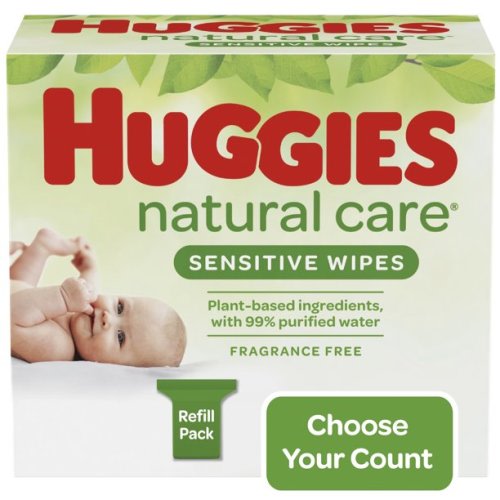 Huggies Natural Care Sensitive Baby Wipes, Unscented, 3 Refill Packs (624 Wipes Total)