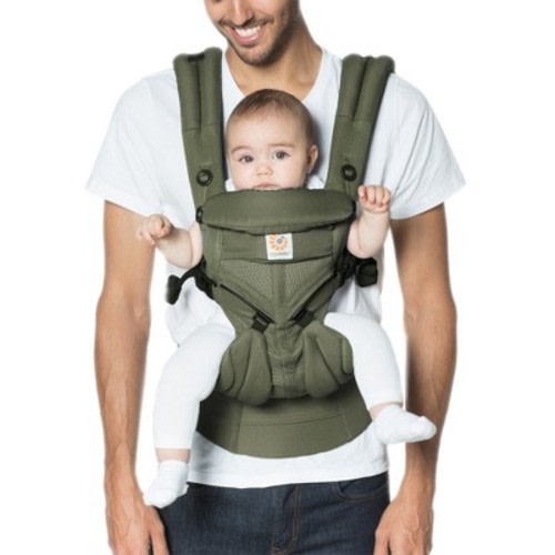 Ergobaby Omni 360 Cool Air Mesh All Position Breatheable Baby Carrier with Lumbar Support - Khaki Green 7-45lb
