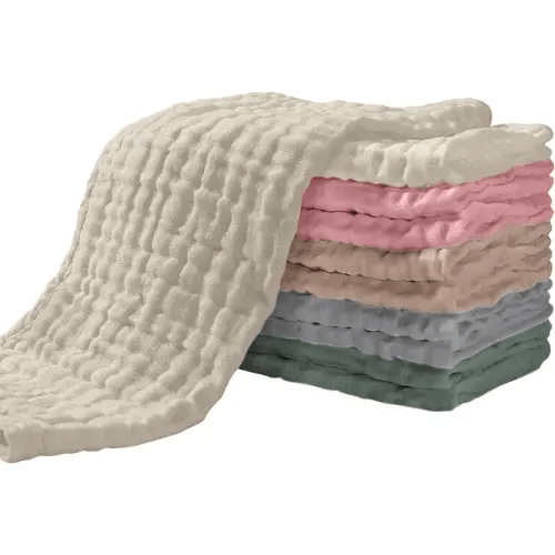 Yoofoss Muslin Burp Cloths for Baby 10 Pack 100% Cotton Baby Washcloths for Boys Girls Large 20''X10'' Super Soft and Absorbent