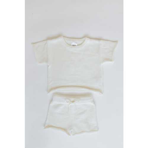 Knit Baby/Toddler Sweater Shirt & Shorts Set - Milky/White