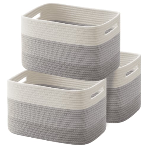 CHERISHGARD Storage Basket, Laundry Basket 3 Pieces, Woven Baskets for Storage for Toys, Towel