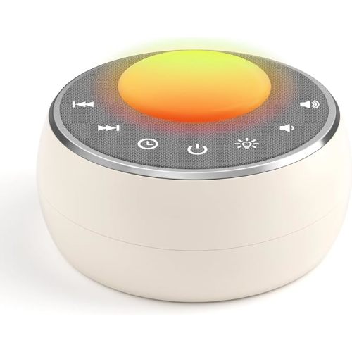 Peakeep White Noise Portable Sound Machine Sleeping Light for Adults Baby, Loud Clear Speaker, 25 Hours Continuous Audio 27 Noise Fan Nature No-looping Sounds, 30 Volume, Battery Operated