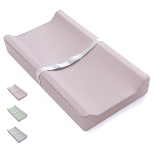 Blissful Diary Vegan Leather Baby Changing Pad with Waterproof & Wipe-Clean PU Cover, Standard Size Cozy Diaper Changing Pad for Dresser and Table, Taupe