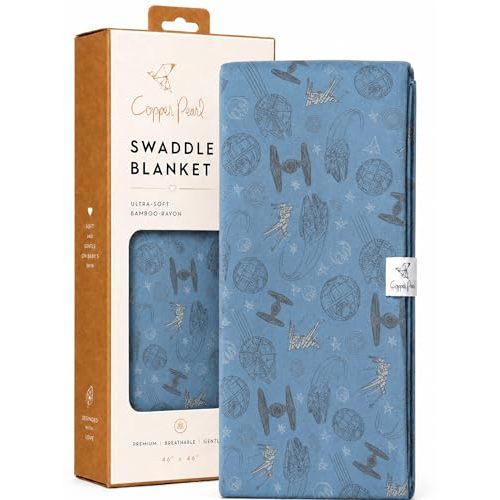 Copper Pearl Swaddle Blankets for Newborns | Soft Stretchy Receiving Blankets for Boys and Girls | Large 46 x 46 Inch Baby Blankets | Lightweight and Breathable Swaddles | Starships