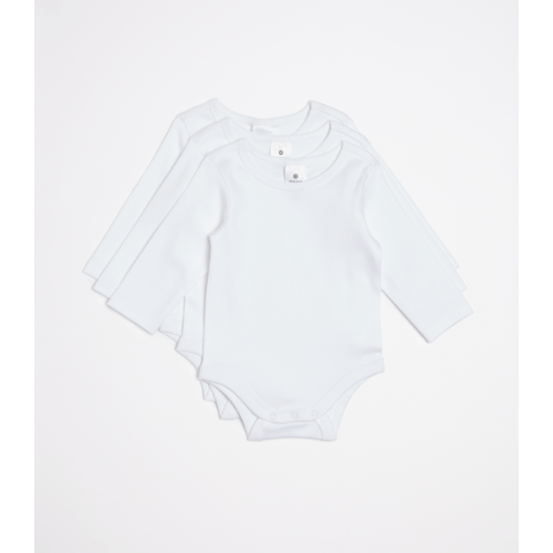 3 Pack Baby Organic Cotton Long Sleeve Bodysuits