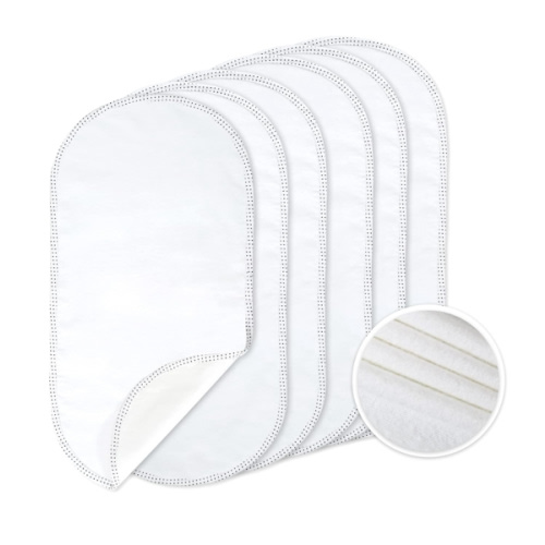 TILLYOU Waterproof Changing Pad Liners 6 Pack, 100% Cotton Reusable Cloth Diaper Liners, White