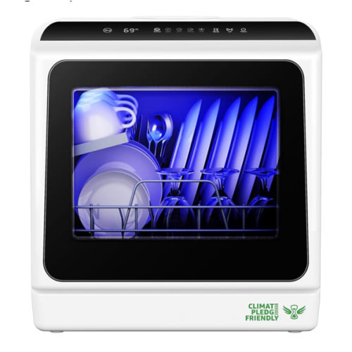 EUHOMY Countertop Dishwasher Portable with 6 Programs, 5L Built-in Water Tank for Apartments & RV, 167℉ High-Temp, No Hookup Needed, Mini Dishwasher with Baby Care, Air Dry/Quick/ECO/Fruit/Normal Mode